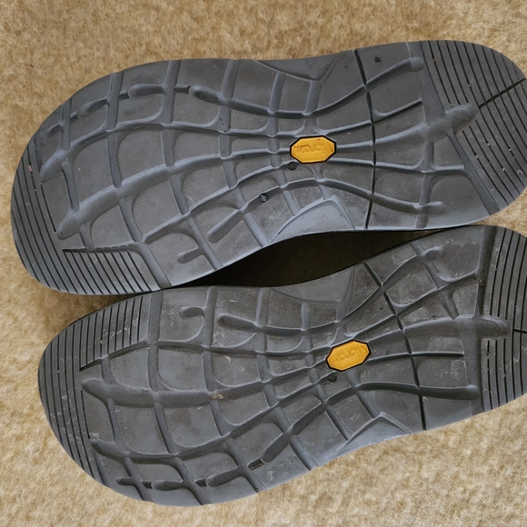 Black Leather Clogs with Blue Patterned Straps - Picture 5 of 6